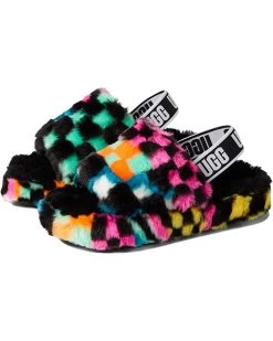 UGG Kids Slippers Fluff Yeah Slide Checks (Little Kid/Big Kid)